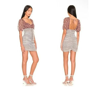 FREE PEOPLE TESSA FLORAL PRINT RUCHED DRESS